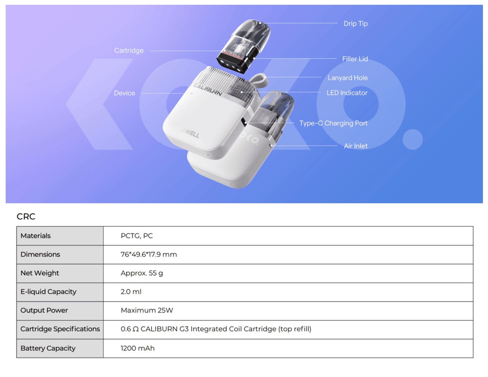 UWELL CALIBURN G3 LITE KOKO POD KIT Canada, Calgary, Edmonton ecig and vape hardware - CoolVape.ca UWELL CALIBURN G3 LITE KOKO POD KIT Canada, Calgary, Edmonton ecig and vape hardware - CoolVape.ca