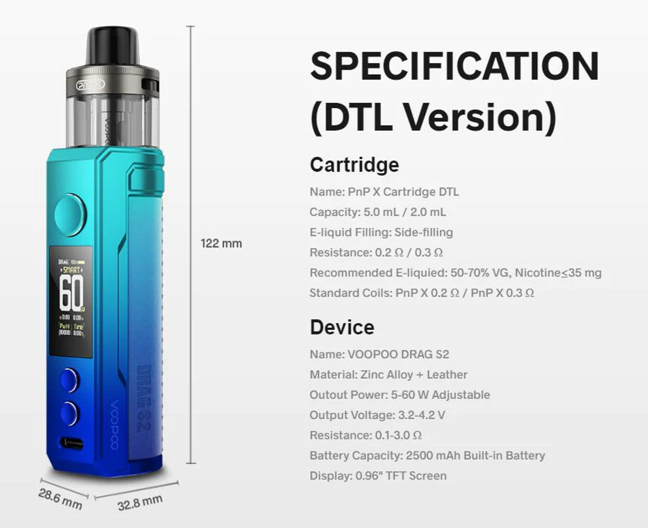 Voopoo Drag S2 Mod Pod Kit 60W 5mL Canada, Calgary, Edmonton ecig and vape hardware - CoolVape.ca Voopoo Drag S2 Mod Pod Kit 60W 5mL Canada, Calgary, Edmonton ecig and vape hardware - CoolVape.ca